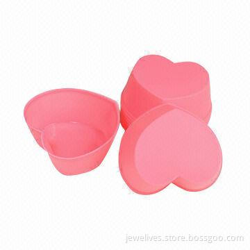 Fancy silicone pink heart baking pans